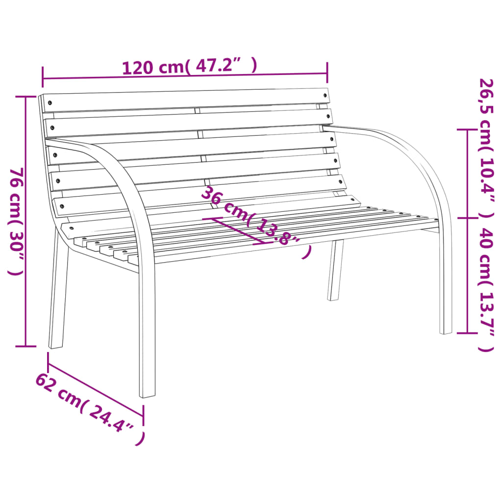 Garden Bench 120 cm Wood and Iron