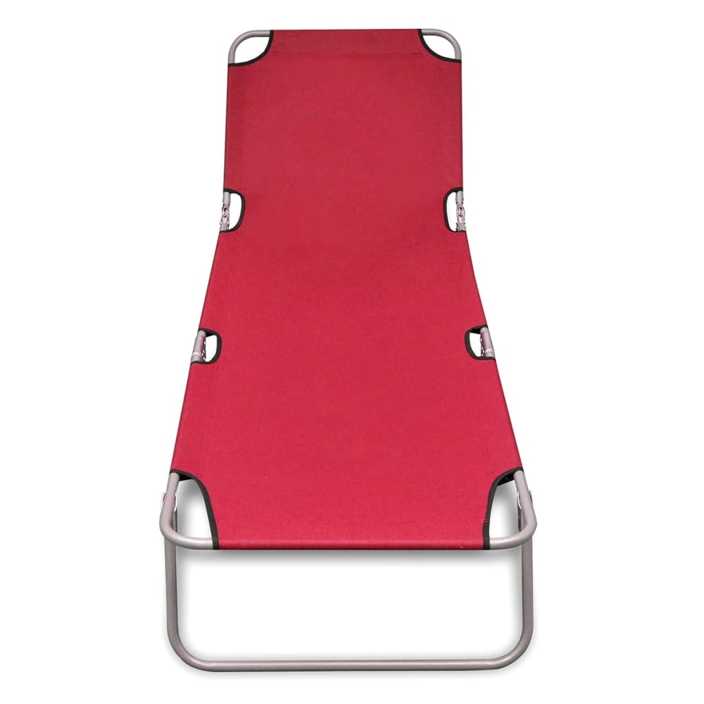 Folding Sun Lounger Powder-coated Steel Red