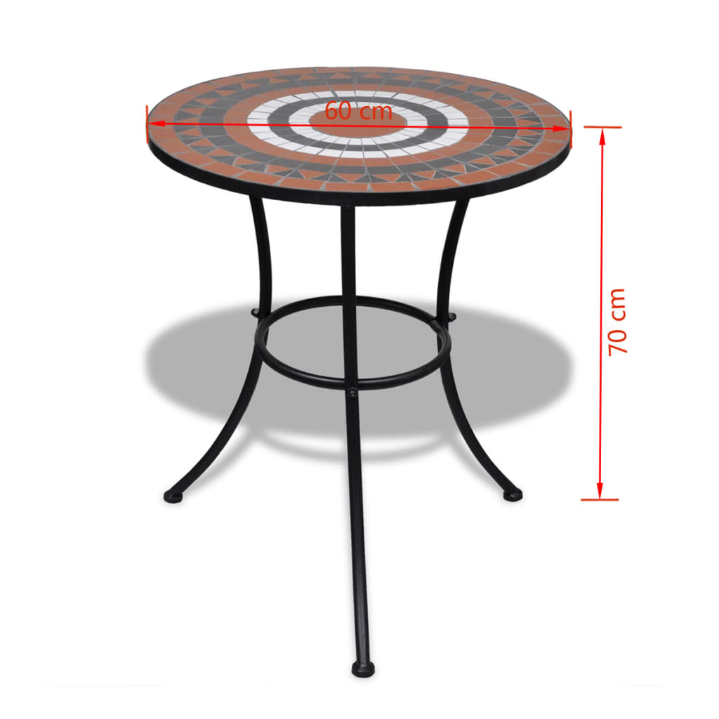 Bistro Table Terracotta and White 60 cm Mosaic