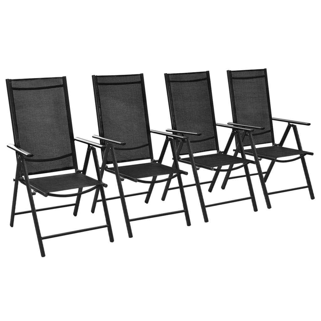 Folding Garden Chairs 4 pcs Aluminium and Textilene Black