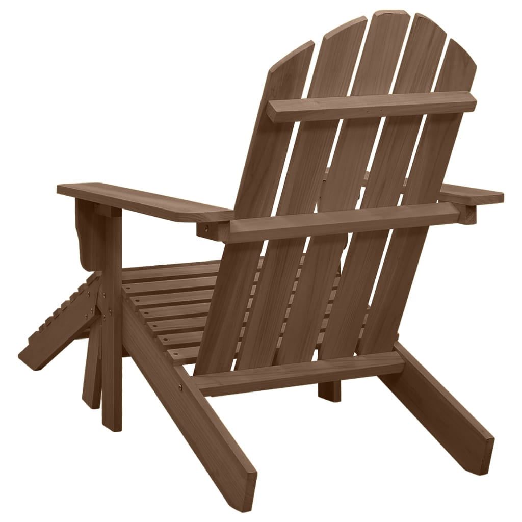 Garden Chair with Ottoman Wood Brown