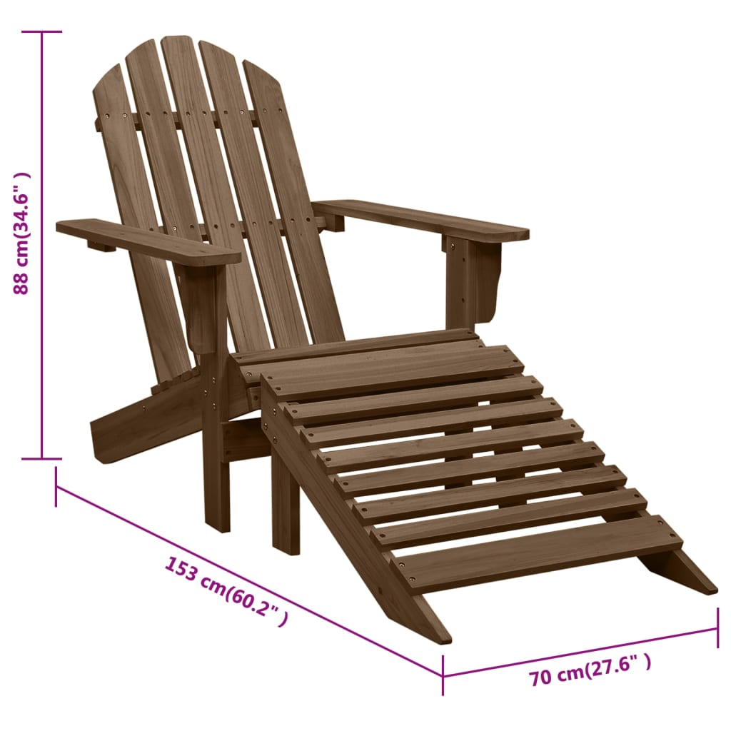 Garden Chair with Ottoman Wood Brown