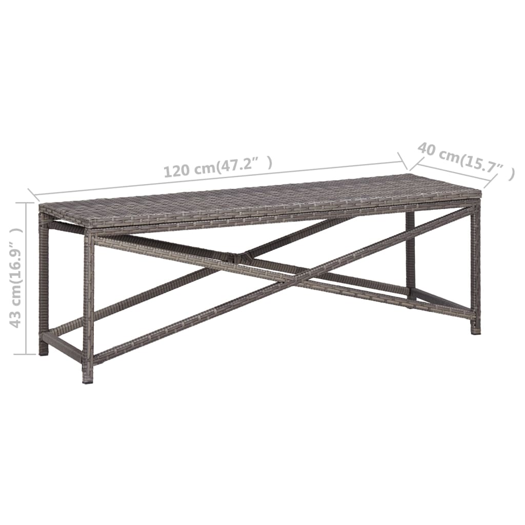 Garden Bench 120 cm Poly Rattan Grey