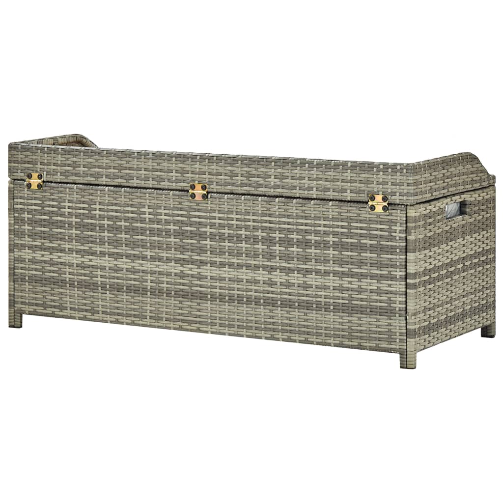 Garden Storage Bench 120 cm Poly Rattan Grey