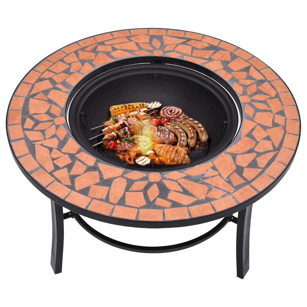 Mosaic Fire Pit Terracotta 68cm Ceramic