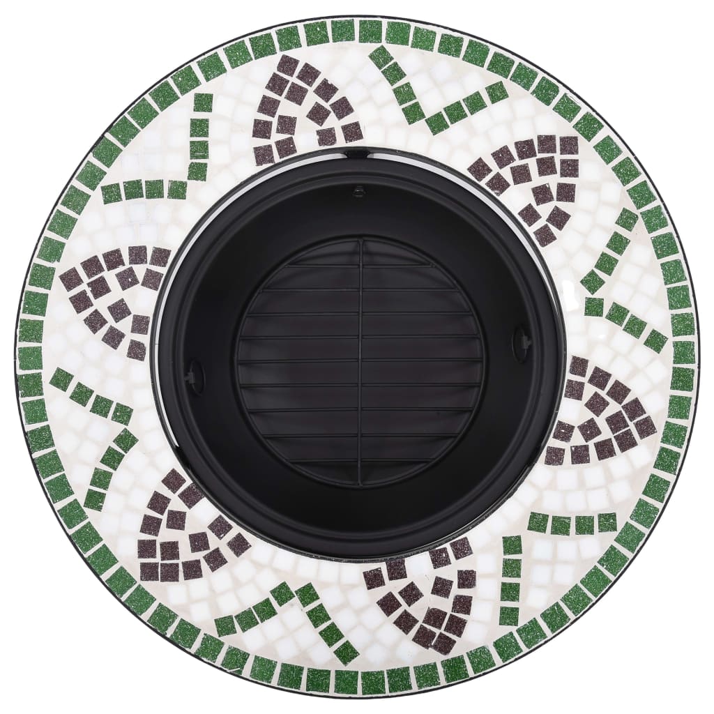 Mosaic Fire Pit Green 68cm Ceramic