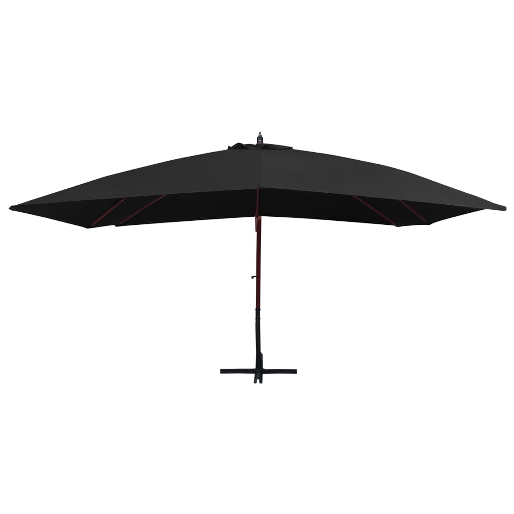 Hanging Garden Parasol with Wooden Pole 400x300 cm Black