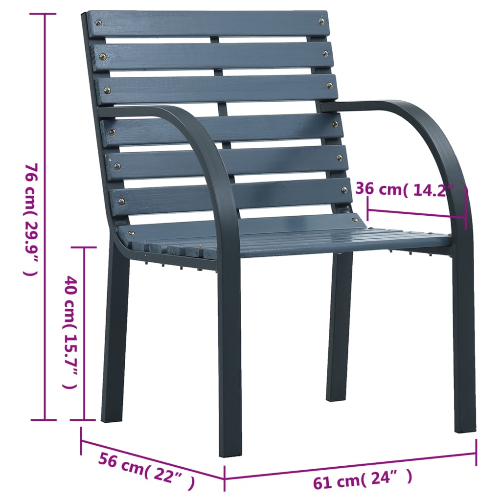 Garden Chairs 2 pcs Grey Wood