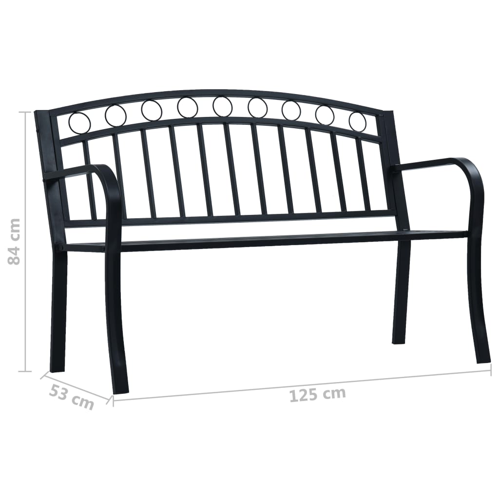 Garden Bench 125 cm Black Steel