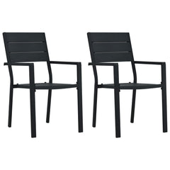 Garden Chairs 2 pcs Black HDPE Wood Look