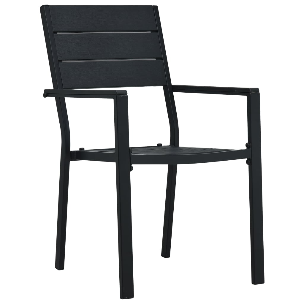 Garden Chairs 2 pcs Black HDPE Wood Look