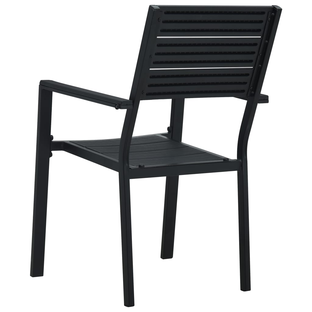 Garden Chairs 2 pcs Black HDPE Wood Look