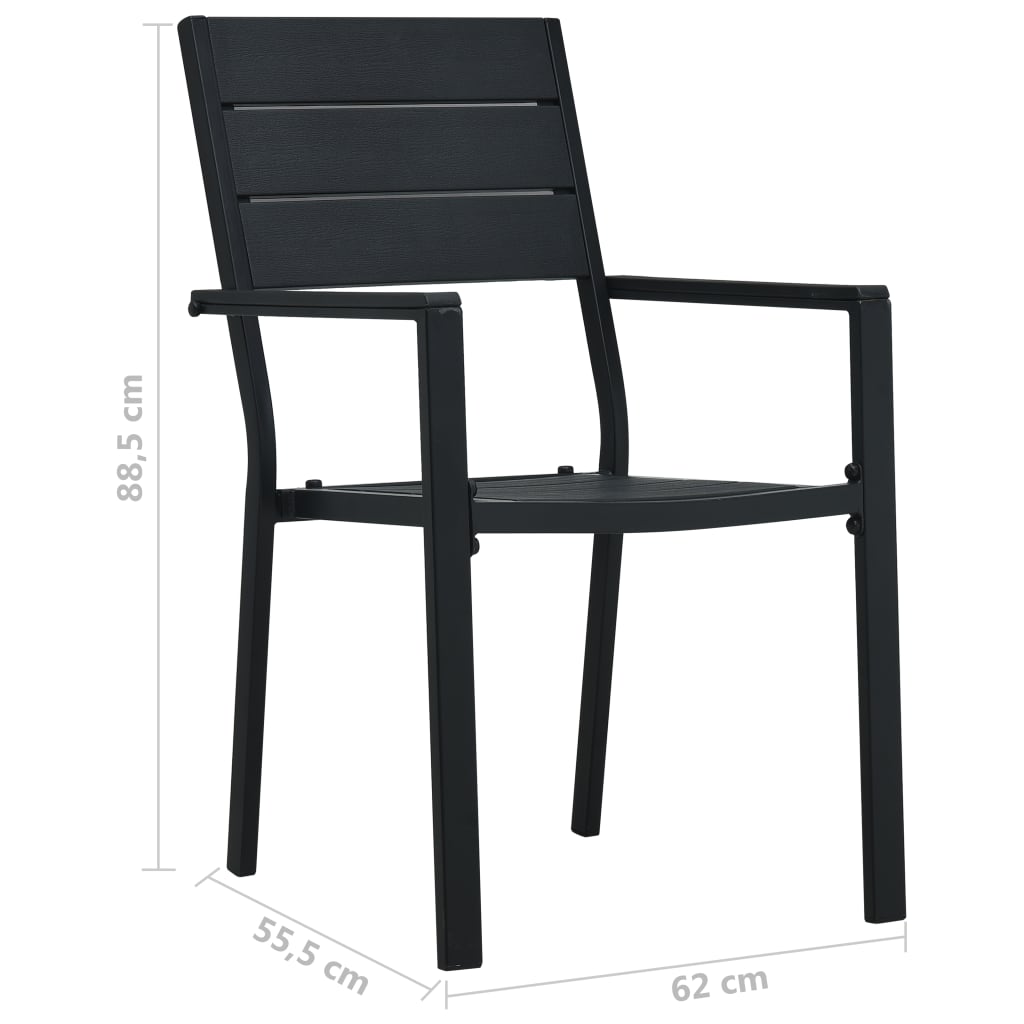 Garden Chairs 2 pcs Black HDPE Wood Look