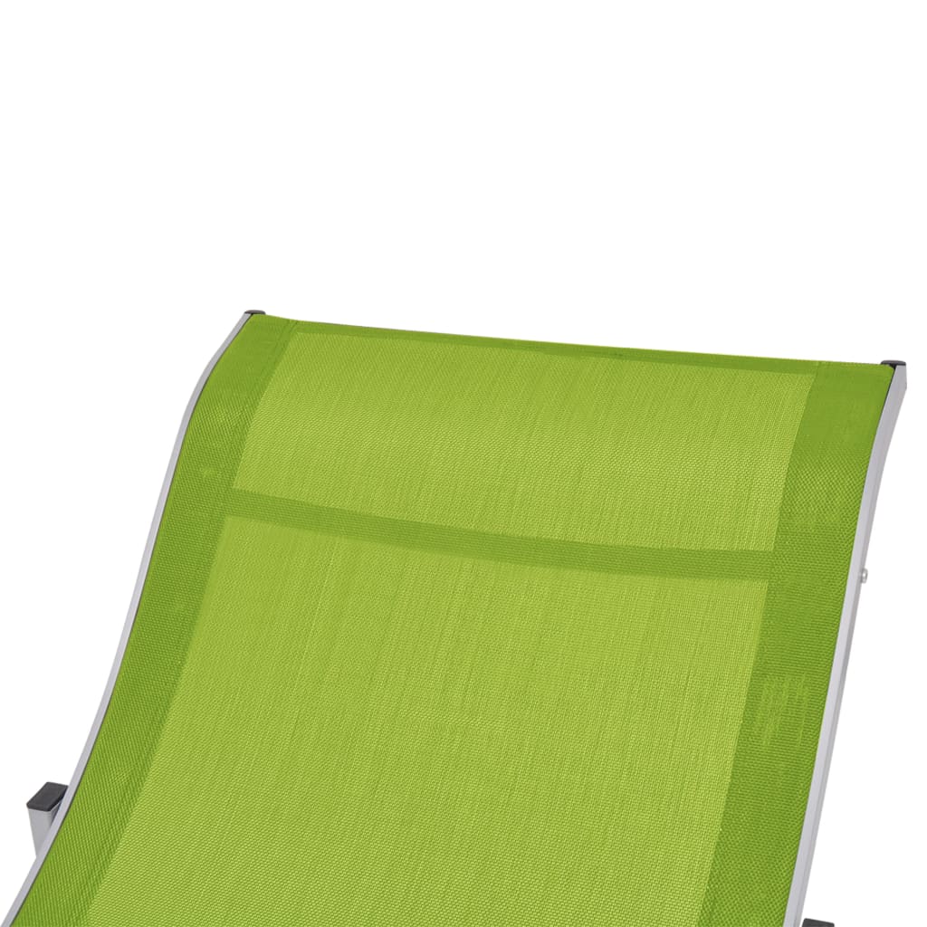 Folding Sun Loungers 2 pcs Green Textilene