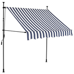 Manual Retractable Awning with LED 200 cm Blue and White