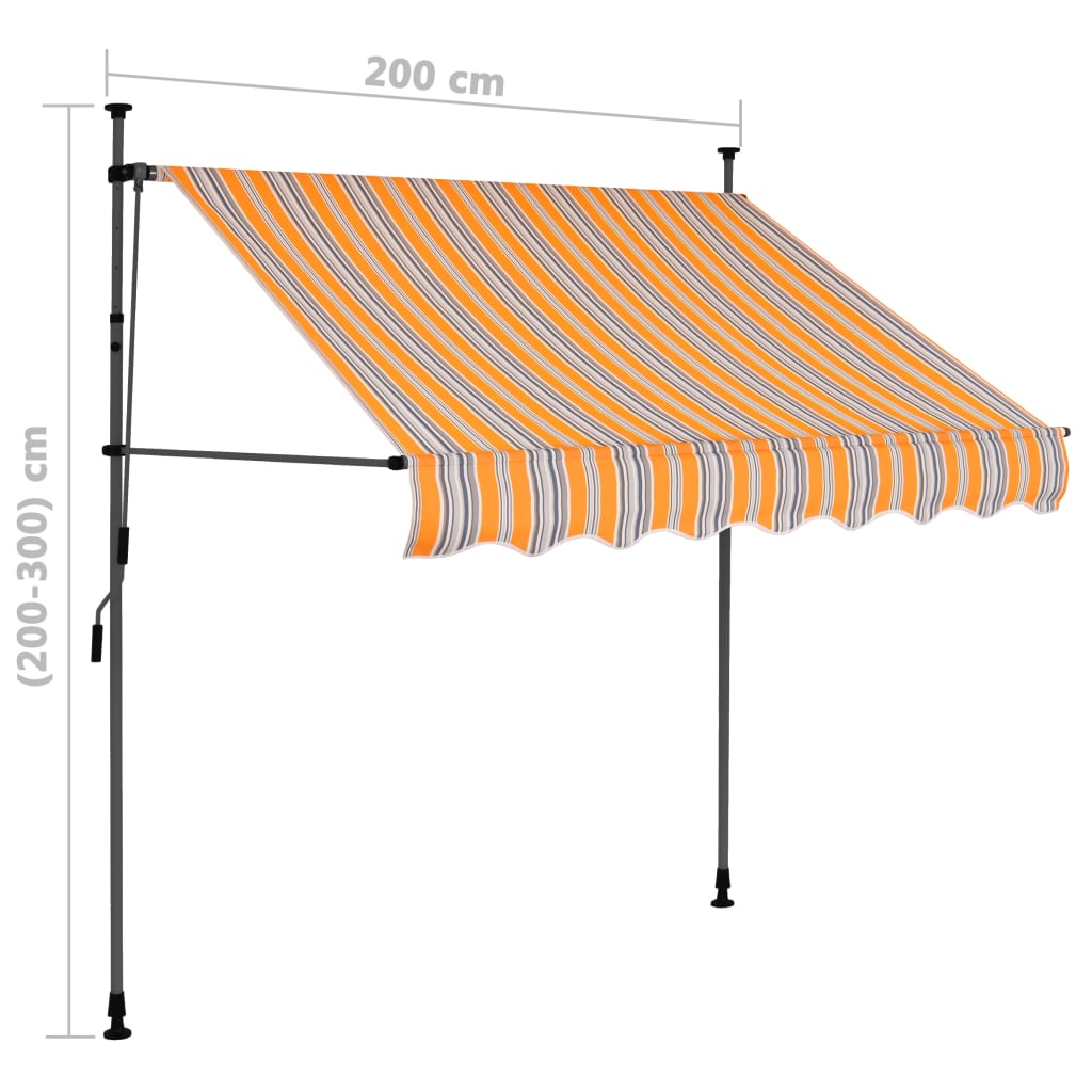 Manual Retractable Awning with LED 200 cm Yellow and Blue