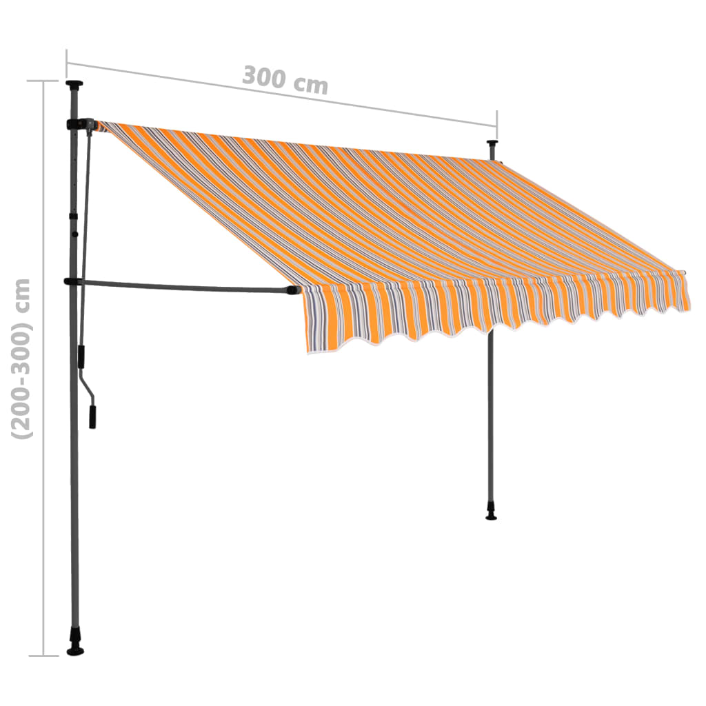 Manual Retractable Awning with LED 300 cm Yellow and Blue