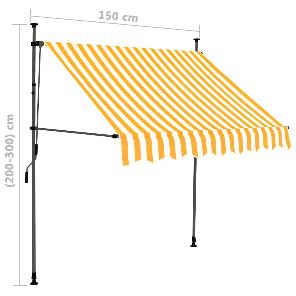 Manual Retractable Awning with LED 150 cm White and Orange