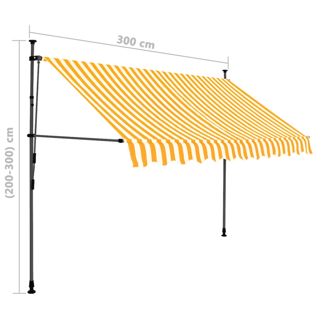 Manual Retractable Awning with LED 300 cm White and Orange