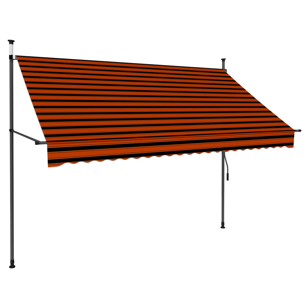 Manual Retractable Awning with LED 250 cm Orange and Brown