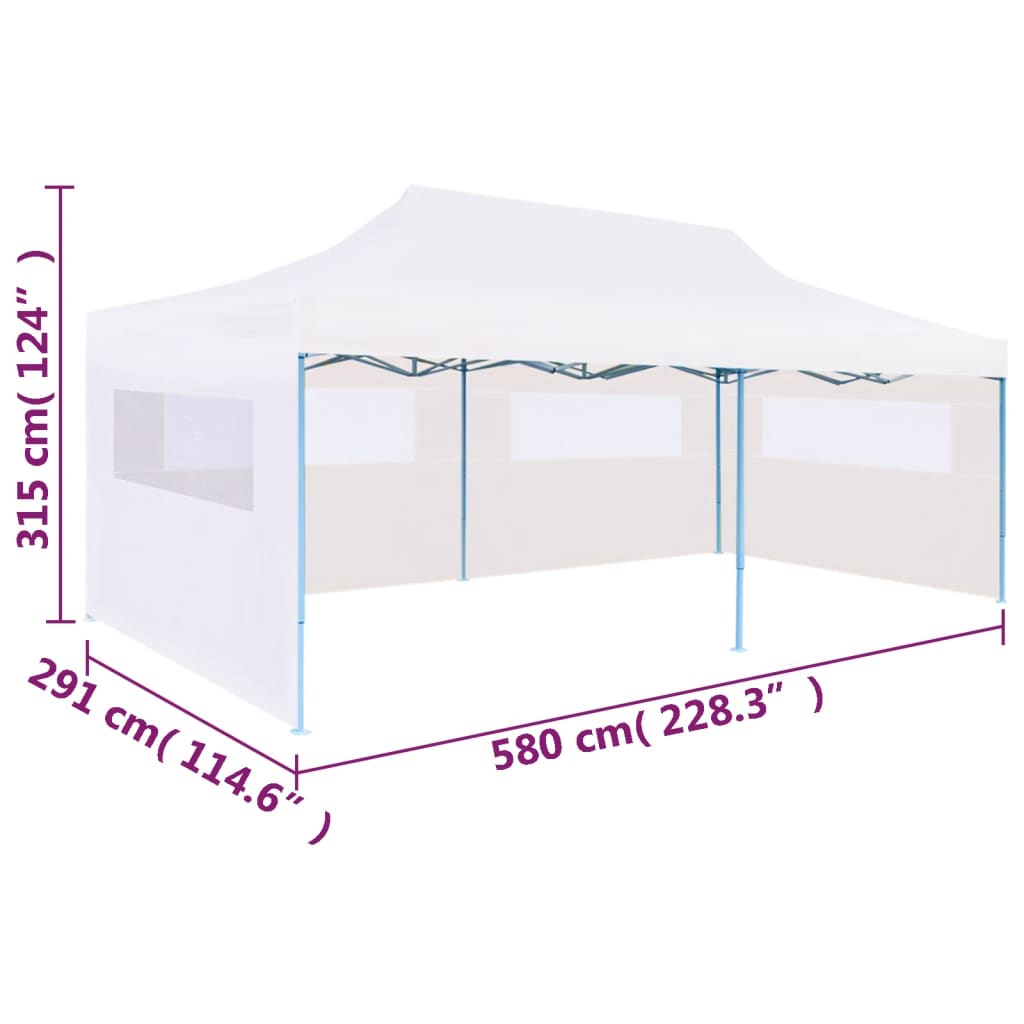 Folding Pop-up Partytent with Sidewalls 3x6 m Steel White