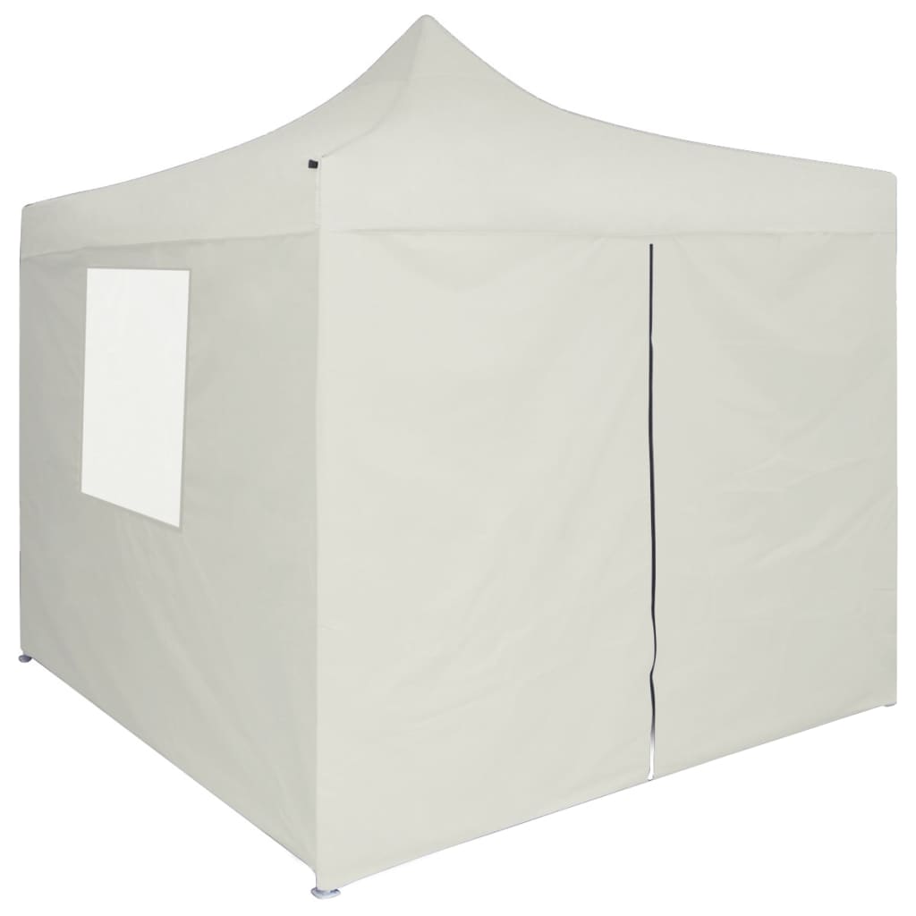 Professional Folding Party Tent with 4 Sidewalls 2x2 m Steel Cream