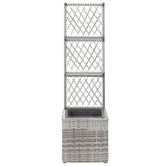 Trellis Raised Bed with 1 Pot 30x30x107 cm Poly Rattan Grey