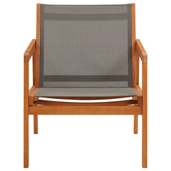 Garden Lounge Chair Grey Solid Eucalyptus Wood and Textilene