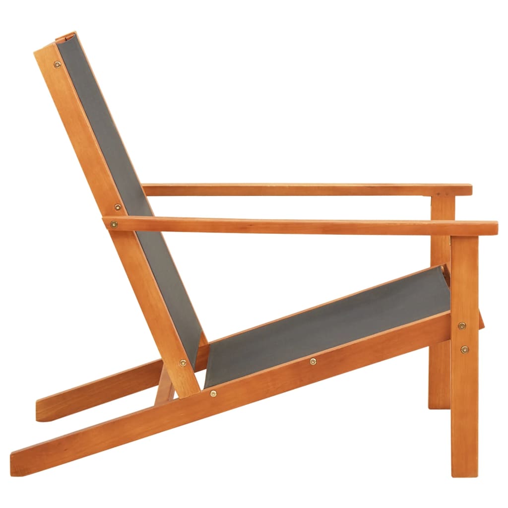 Garden Lounge Chair Black Solid Eucalyptus Wood and Textilene