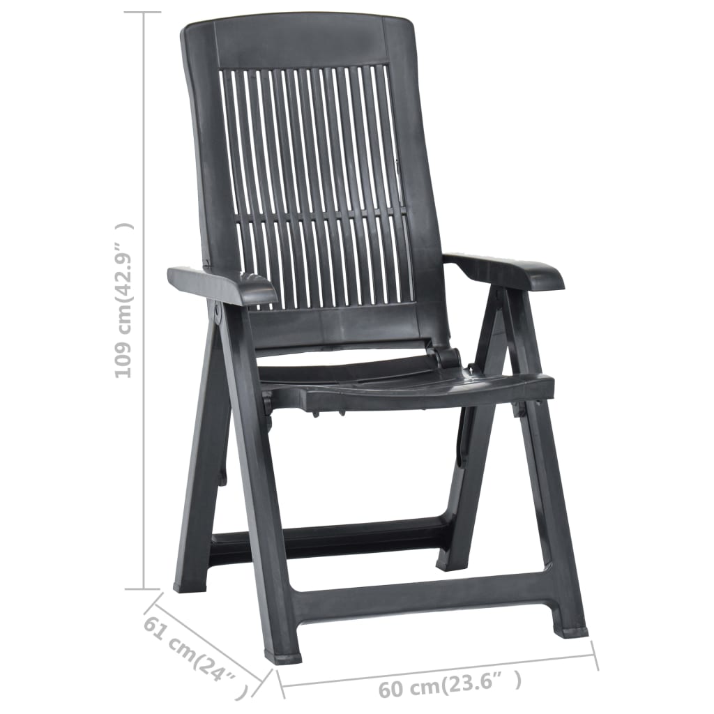 Garden Reclining Chairs 2 pcs Plastic Anthracite