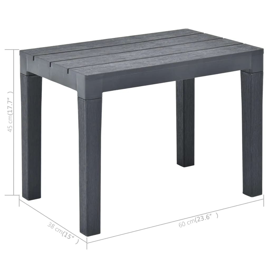 Garden Table with 2 Benches Plastic Anthracite