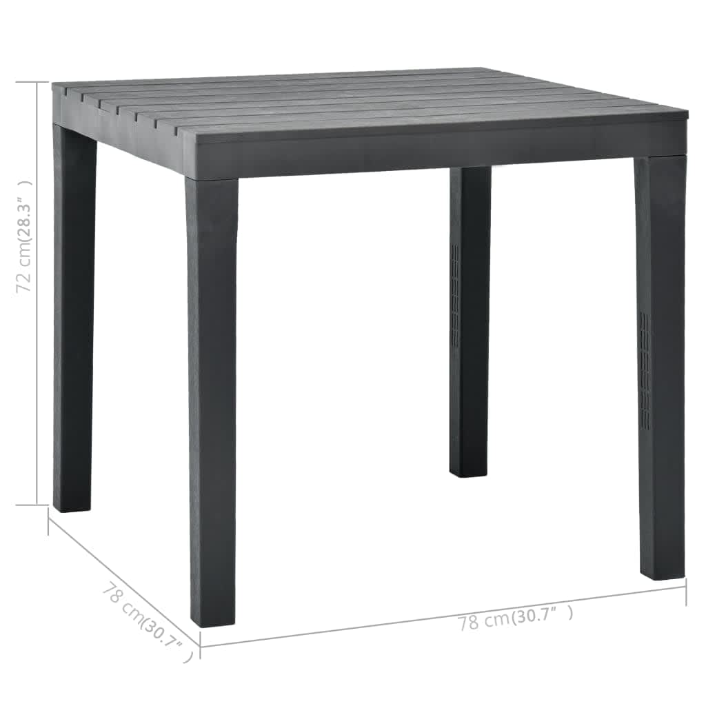 Garden Table with 2 Benches Plastic Anthracite