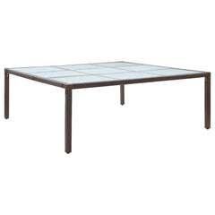 Garden Dining Table Brown 200x200x74 cm Poly Rattan