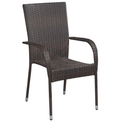 Stackable Outdoor Chairs 4 pcs Poly Rattan Brown