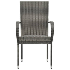 Stackable Outdoor Chairs 4 pcs Grey Poly Rattan