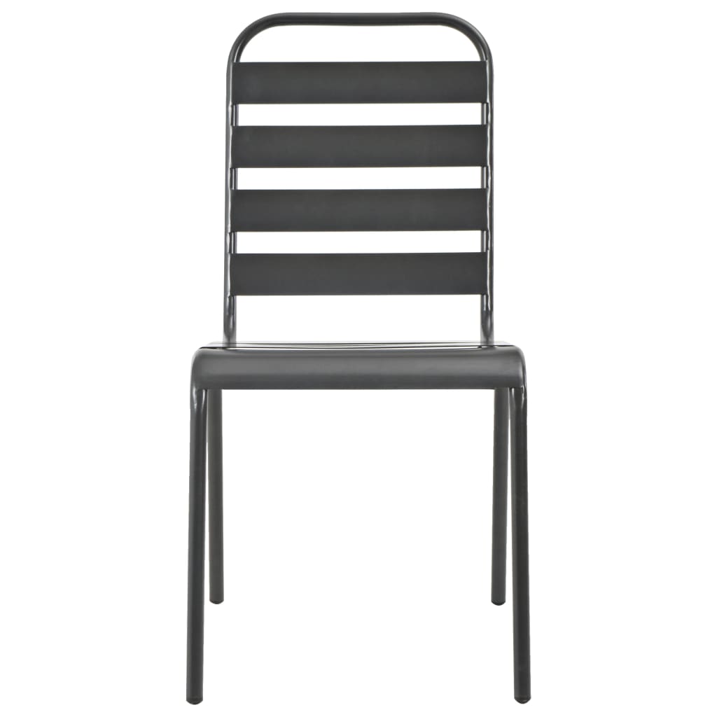 Outdoor Chairs 4 pcs Slatted Design Steel Dark Grey