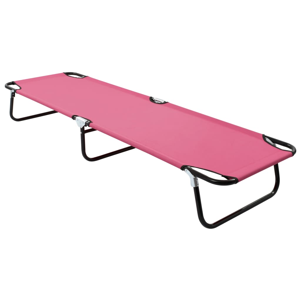 Folding Sun Lounger Steel Pink