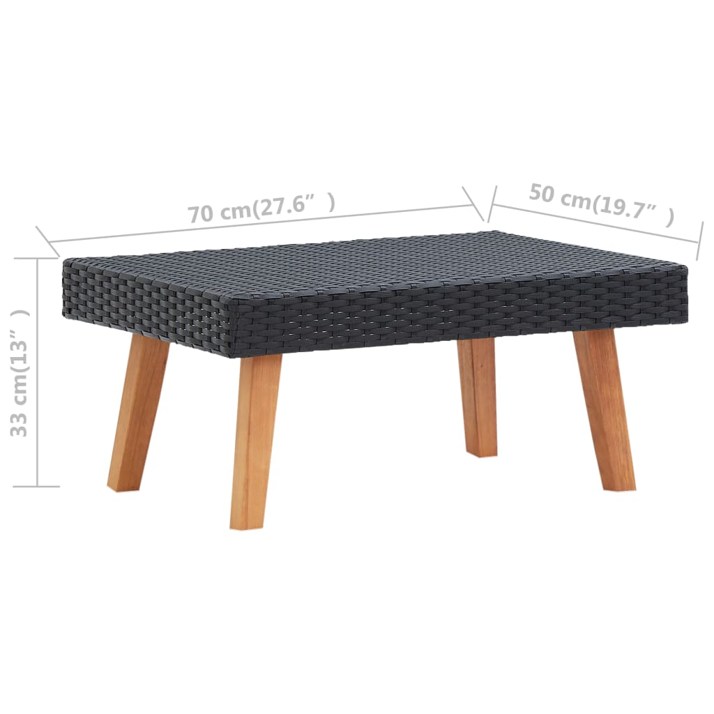 Garden Coffee Table Poly Rattan Black