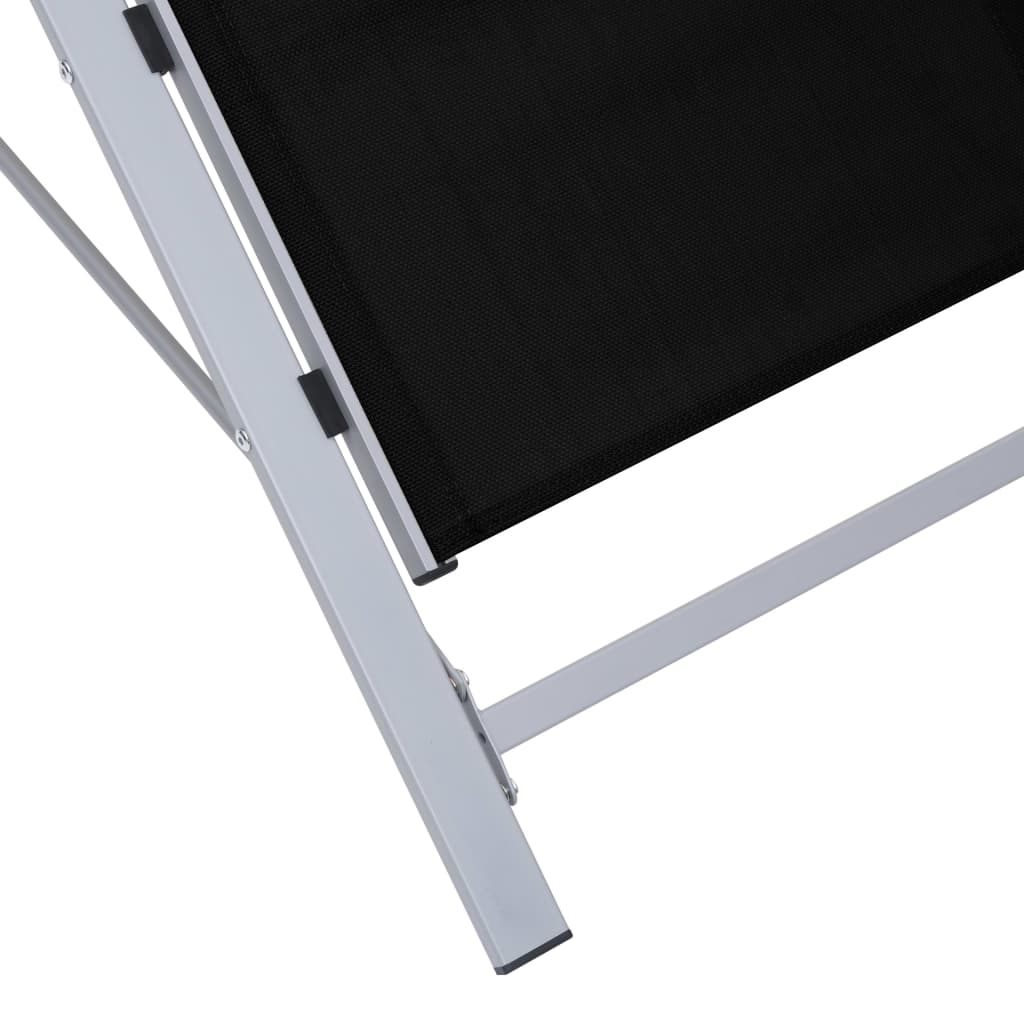 Sunlounger Textilene and Aluminium Black