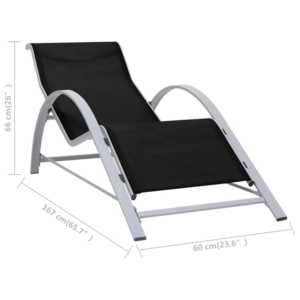 Sunlounger Textilene and Aluminium Black