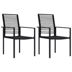 Garden Chairs 2 pcs PVC Rattan Black