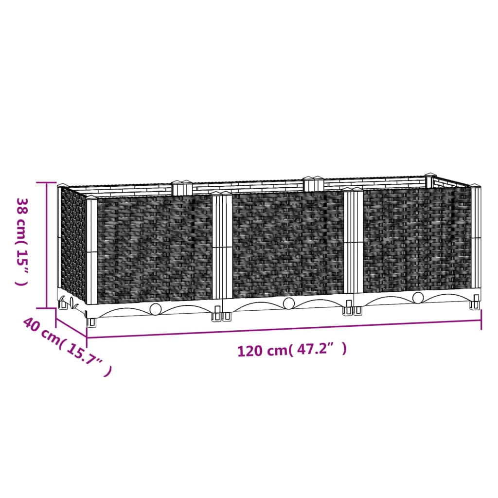 Raised Bed 120x40x38 cm Polypropylene