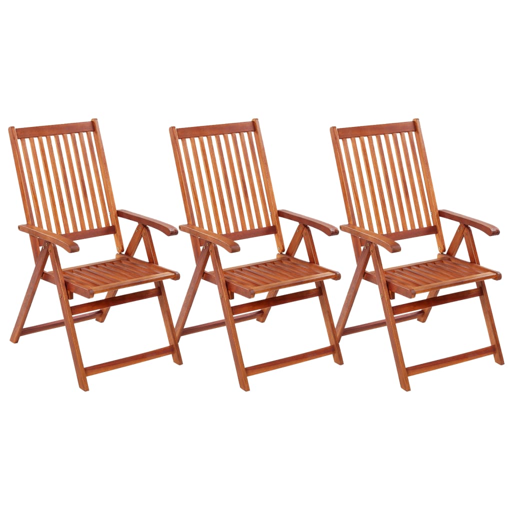 Folding Garden Chairs 3 pcs Solid Acacia Wood