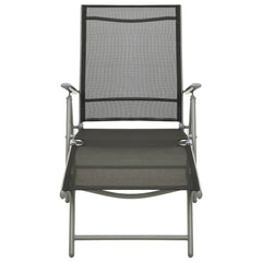 Folding Sun Lounger Textilene and Aluminium Black and Silver