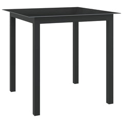 Garden Table Black 80x80x74 cm Aluminium and Glass