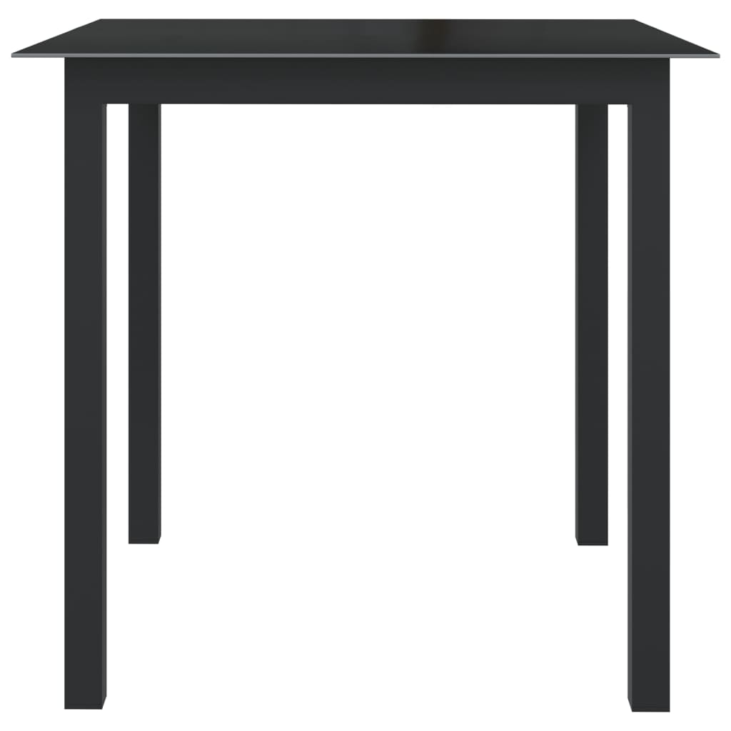 Garden Table Black 80x80x74 cm Aluminium and Glass