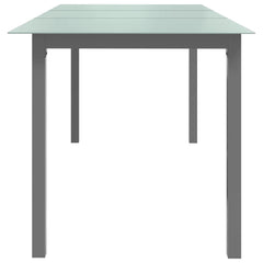 Garden Table Light Grey 190x90x74 cm Aluminium and Glass