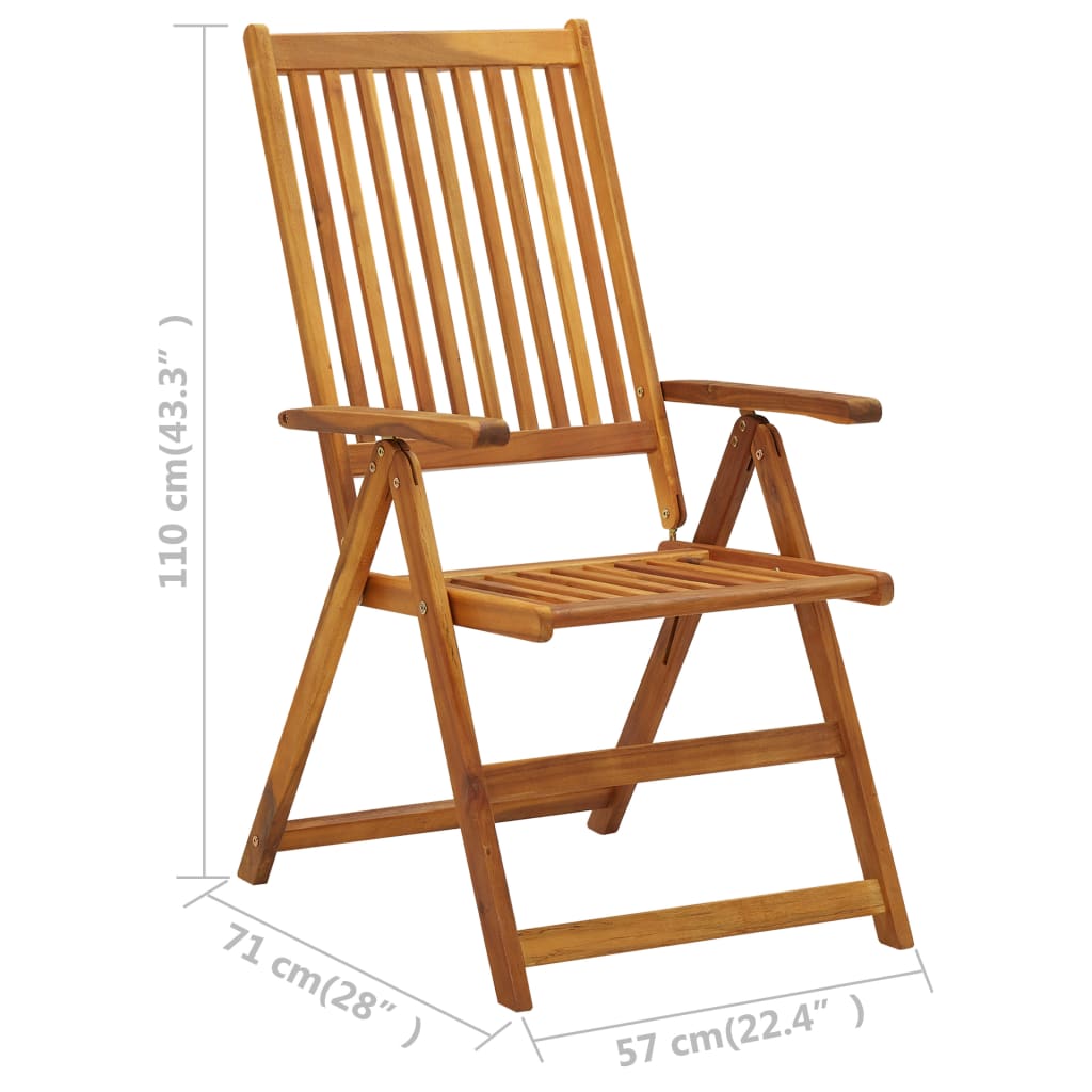 Garden Reclining Chairs 3 pcs Solid Acacia Wood