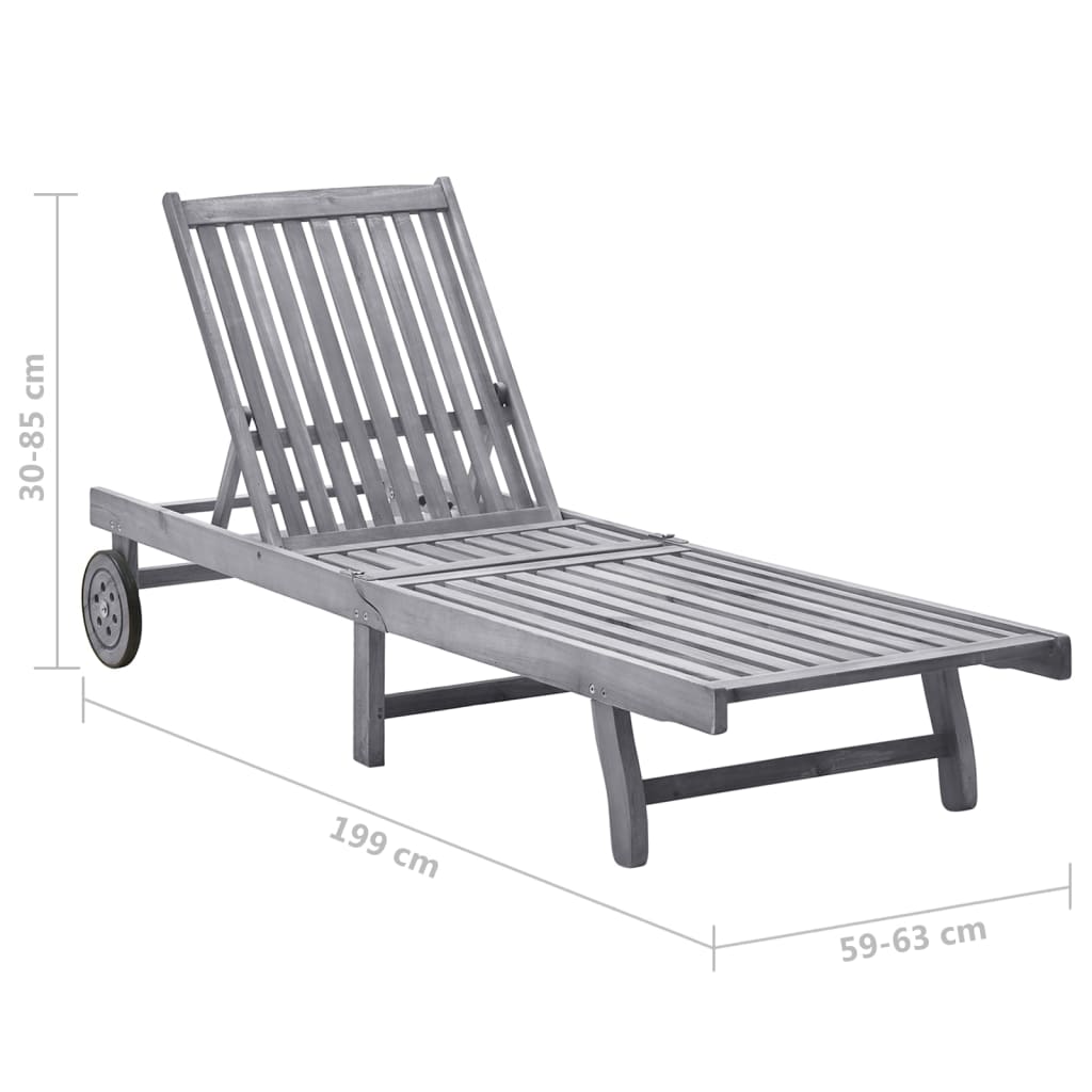 Sun Lounger Solid Acacia Wood