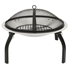 2-in-1 Fire Pit and BBQ with Poker 56x56x49 cm Stainless Steel